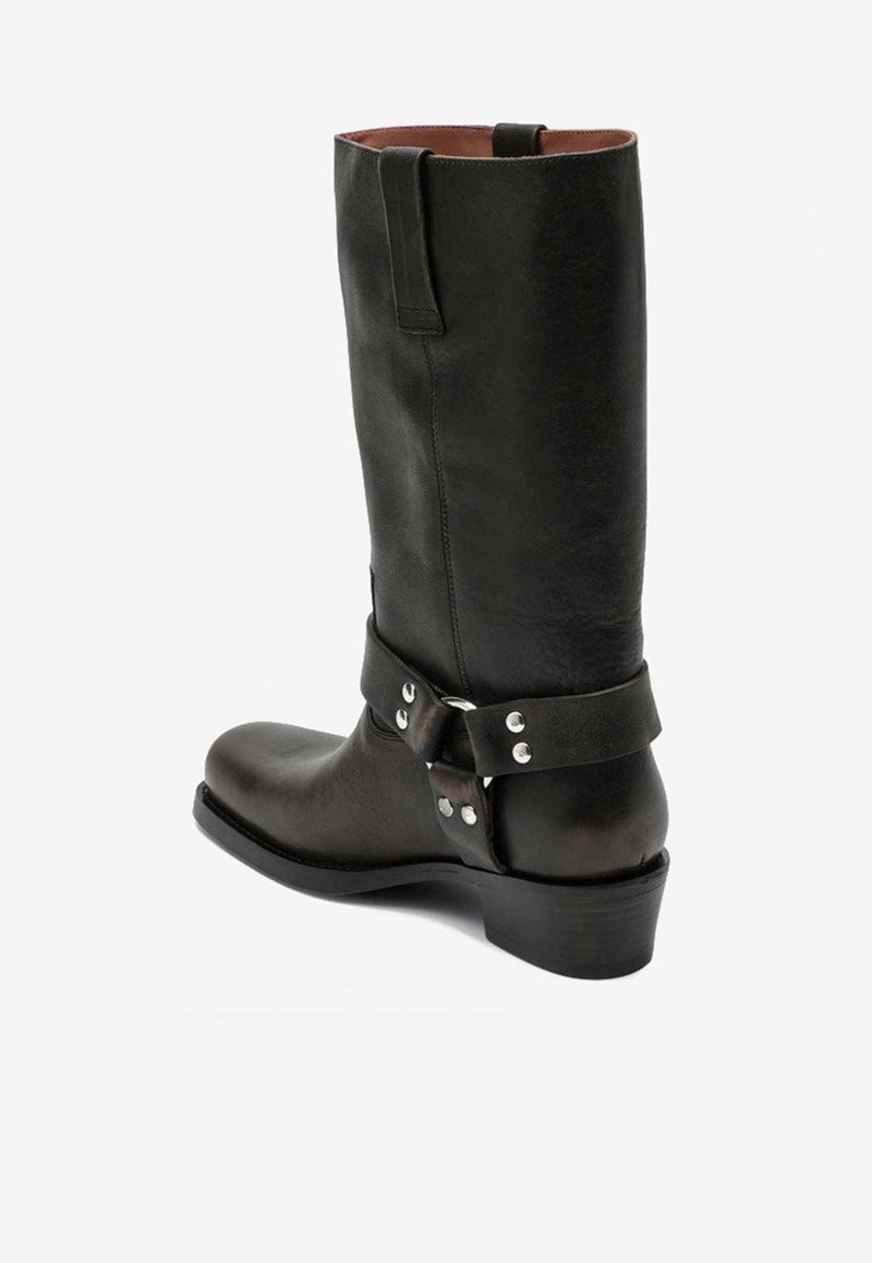 Paris Texas Roxy 50 Mid-Calf Leather Boots PX662XLTHB/P_PATEX-BLK