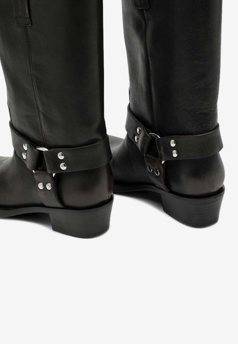 Paris Texas Roxy 50 Mid-Calf Leather Boots PX662XLTHB/P_PATEX-BLK