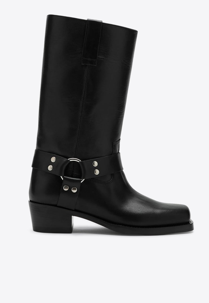 Paris Texas Roxy 35 Mid-Calf Leather Boots Black PX662XLTVT/P_PATEX-BLK