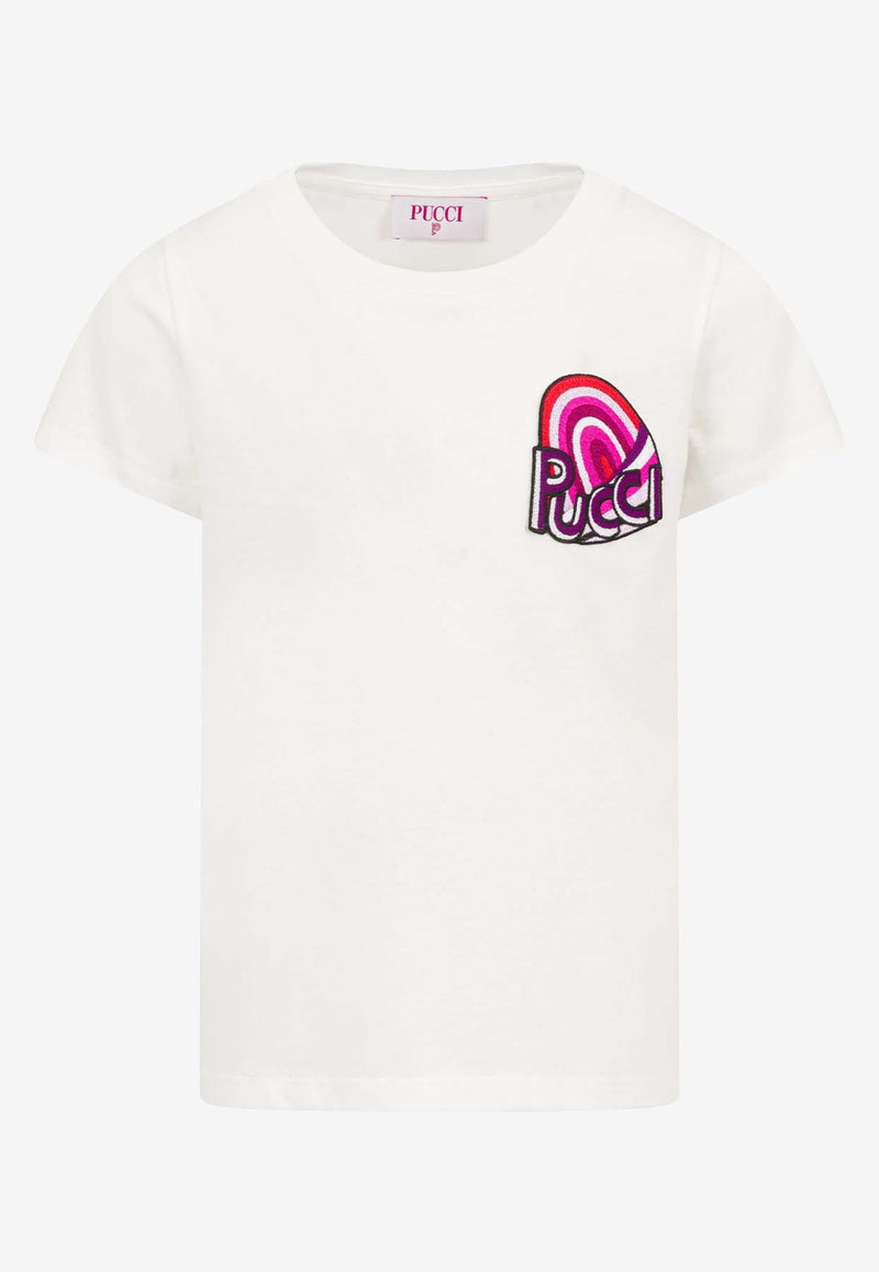 Emilio Pucci Junior Girls Logo Patch T-shirt Ivory PX8A91-Z3186_IVORY