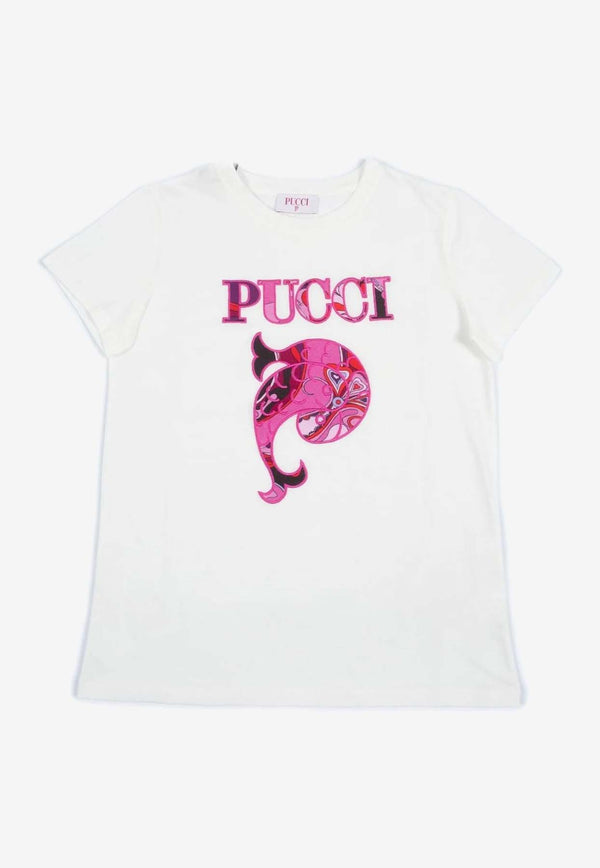 Emilio Pucci Junior Girls Embroidered-Logo T-shirt Ivory PX8B31-Z3186_IVORY