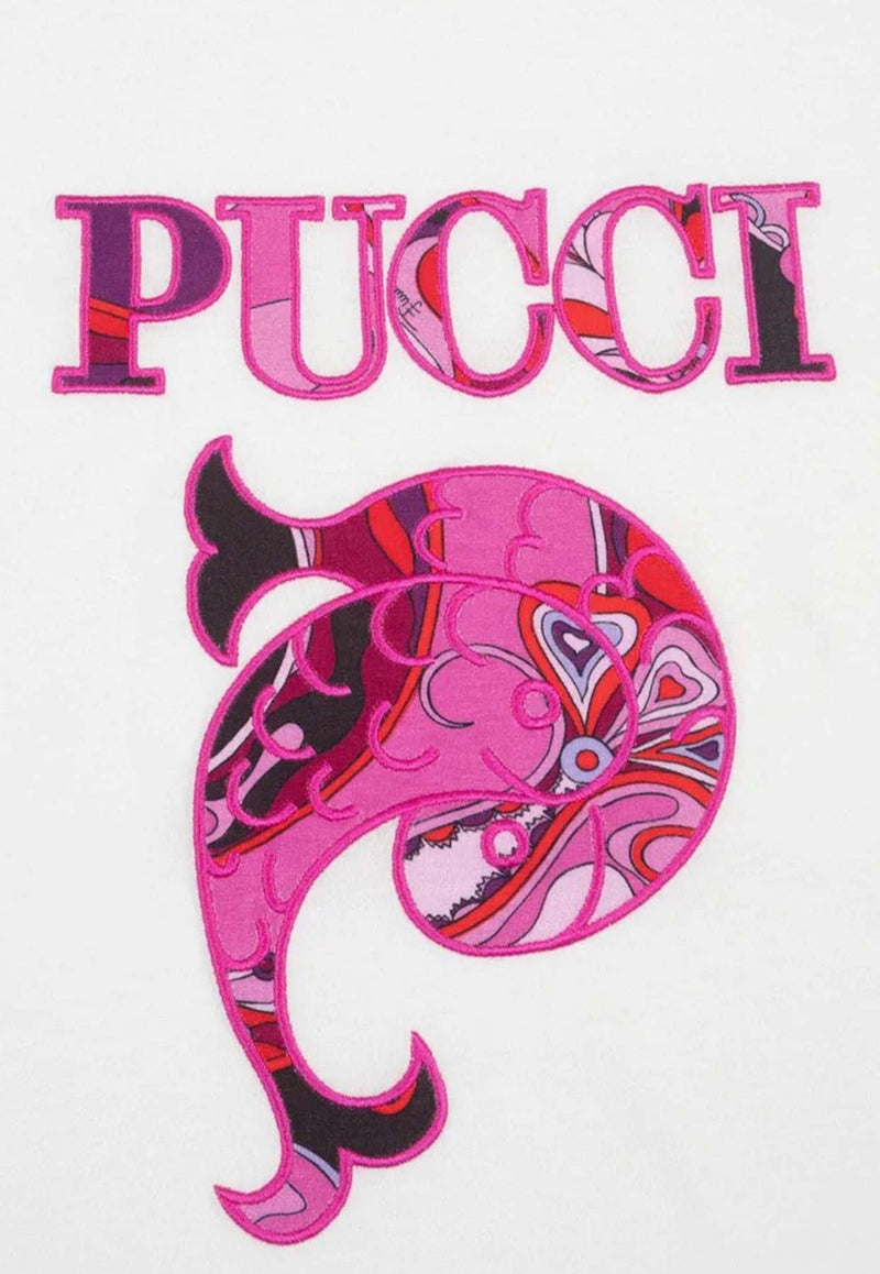 Emilio Pucci Junior Girls Embroidered-Logo T-shirt Ivory PX8B31-Z3186_IVORY