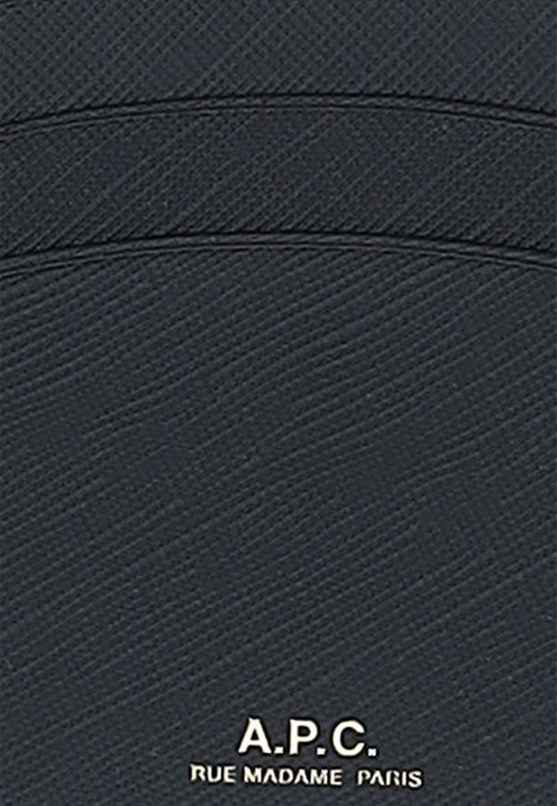 A.P.C. Logo Stamped Leather Cardholder Black PXBJQ_F63270_LZZ