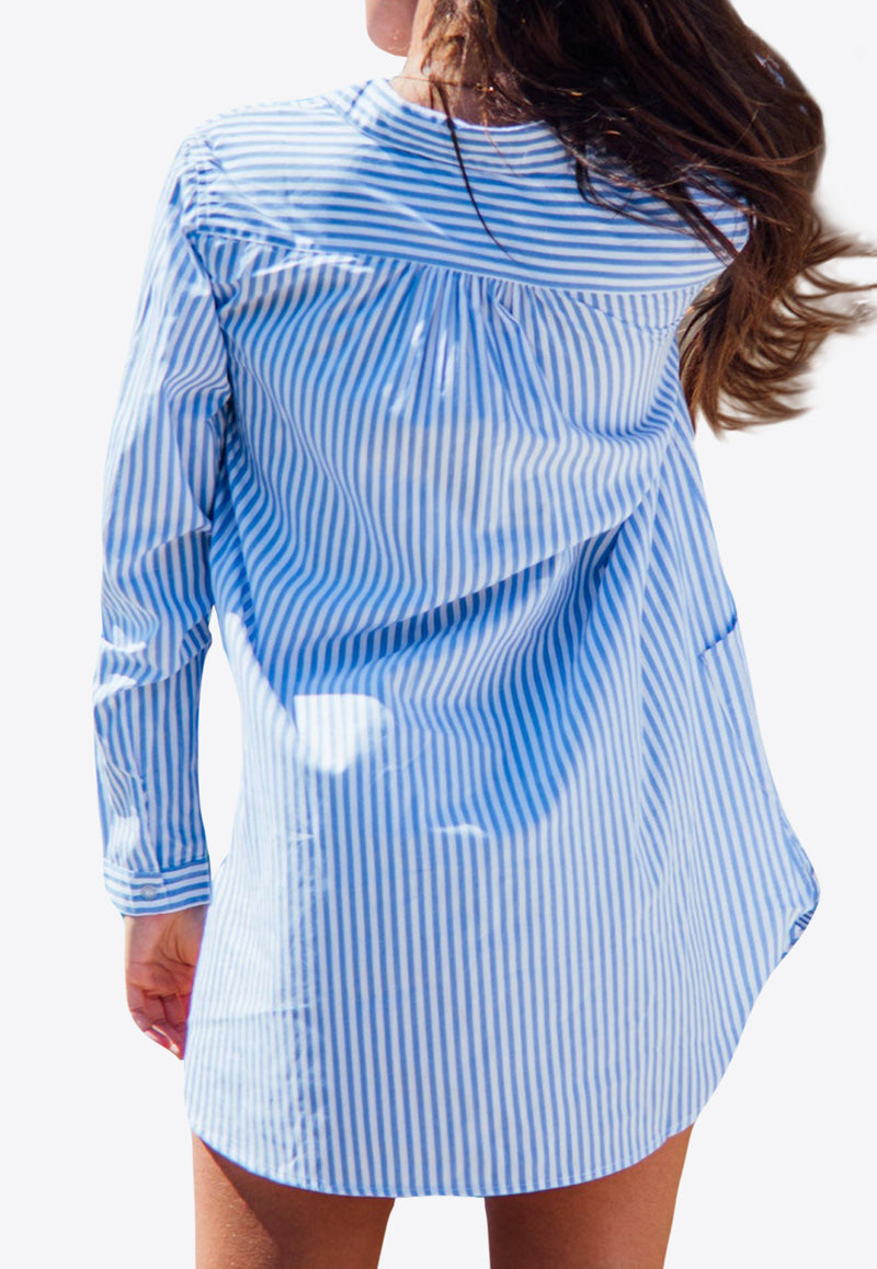 Les Canebiers Pascatt Classic Collar Mini Shirt Dress Blue