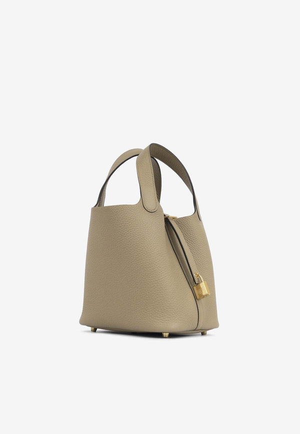 Hermès Picotin 18 in Beige Marfa Clemence Leather with Gold Hardware