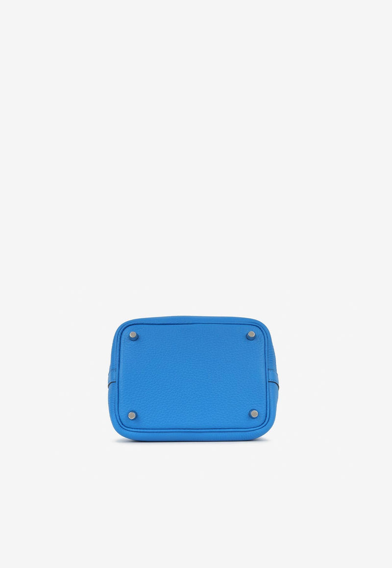 Hermès Picotin Lock 18 in Bleu Hydra Clemence Leather with Palladium Hardware