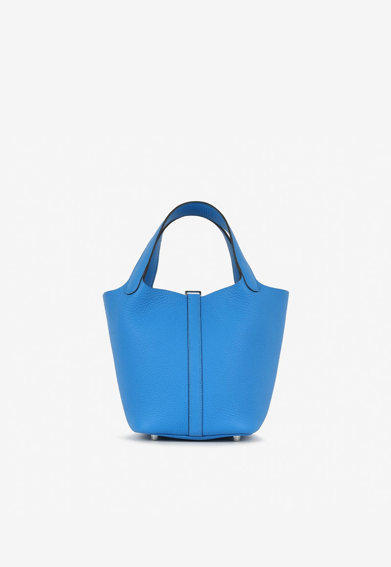 Hermès Picotin Lock 18 in Bleu Hydra Clemence Leather with Palladium Hardware