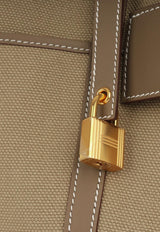 Hermès Picotin Cargo 18 in Beige Marfa Goeland Canvas and Etoupe Swift with Gold Hardware