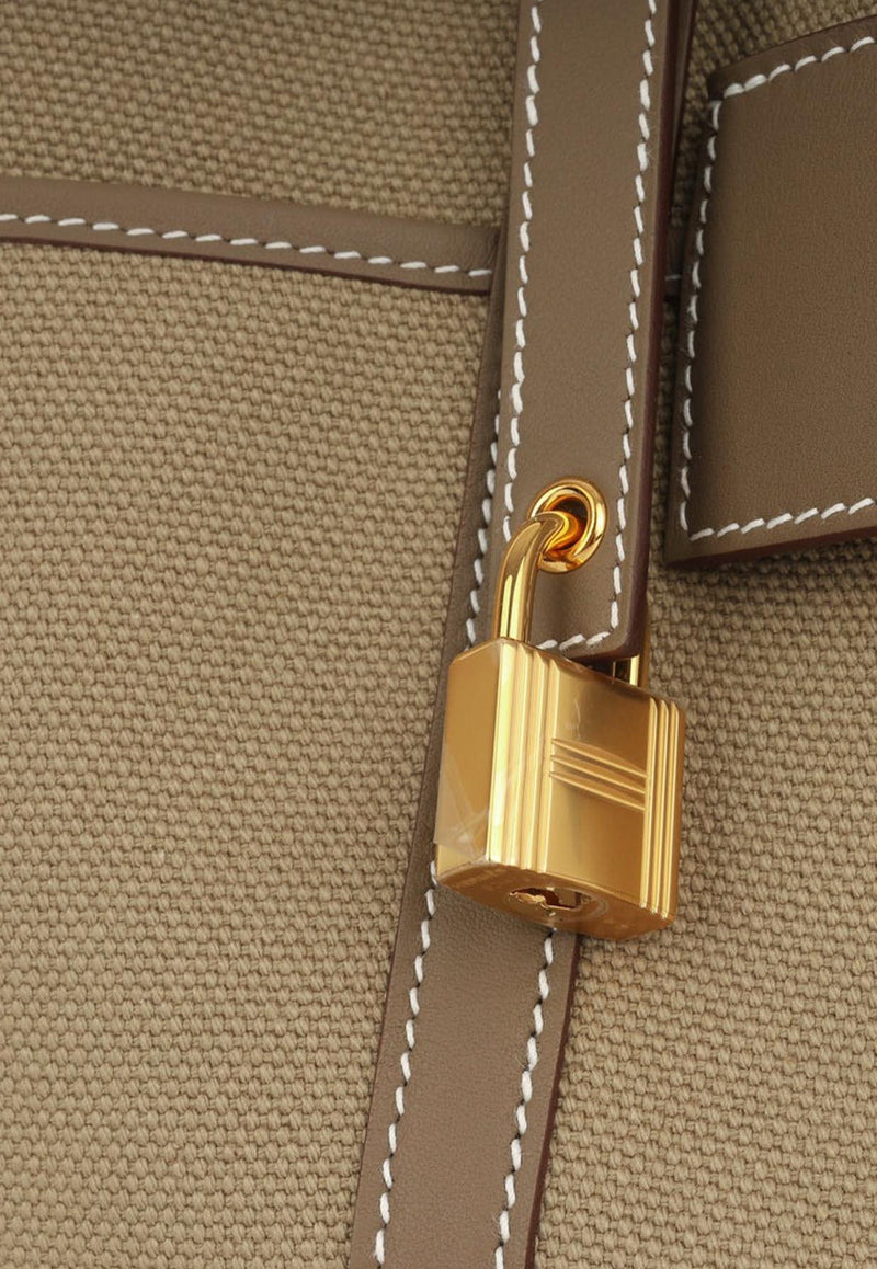 Hermès Picotin Cargo 18 in Beige Marfa Goeland Canvas and Etoupe Swift with Gold Hardware