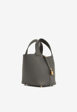 Hermès Picotin 18 in Dark Bronze Clemence Leather with Gold Hardware