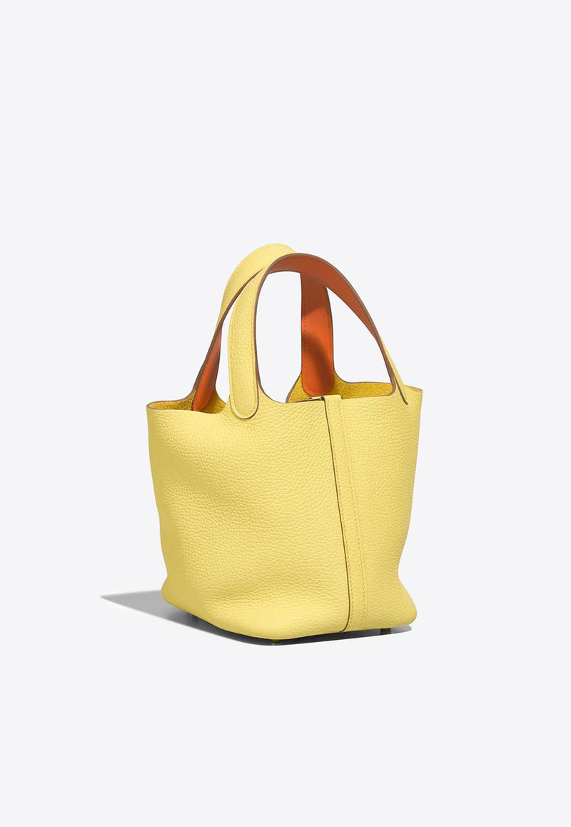 Hermès Picotin 18 in Limoncello and Orange Clemence Leather with Palladium Hardware