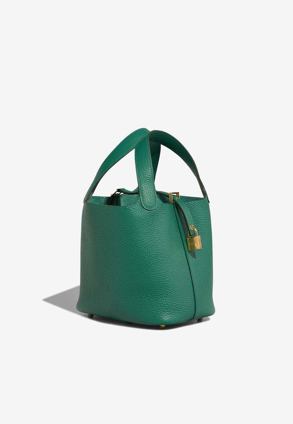 Hermès Picotin 18 in Vert Vertigo Clemence Leather with Gold Hardware