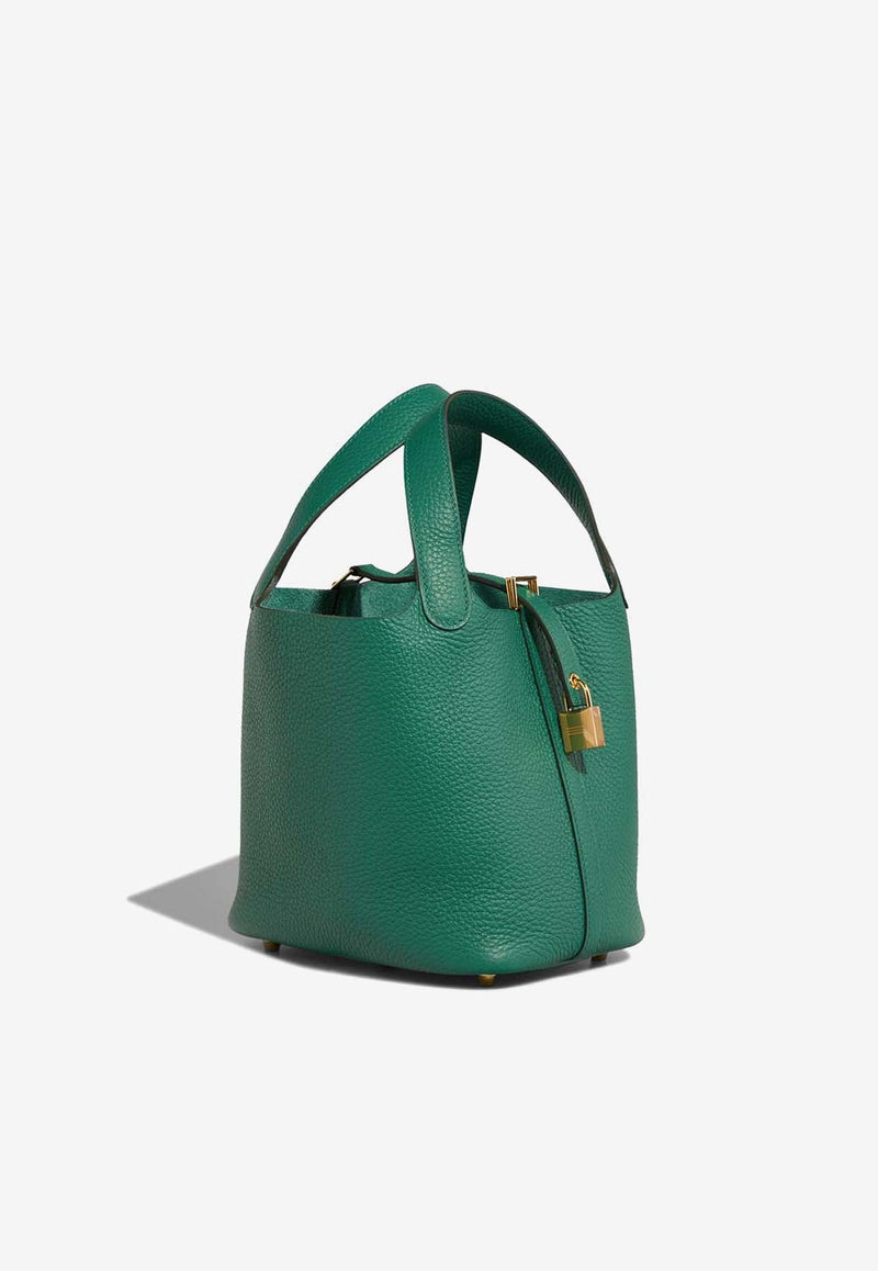 Hermès Picotin 18 in Vert Vertigo Clemence Leather with Gold Hardware