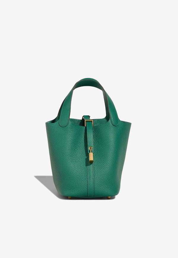 Hermès Picotin 18 in Vert Vertigo Clemence Leather with Gold Hardware