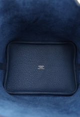 Hermès Picotin Lock 18 in Bleu Tie Clemence Leather with Palladium Hardware