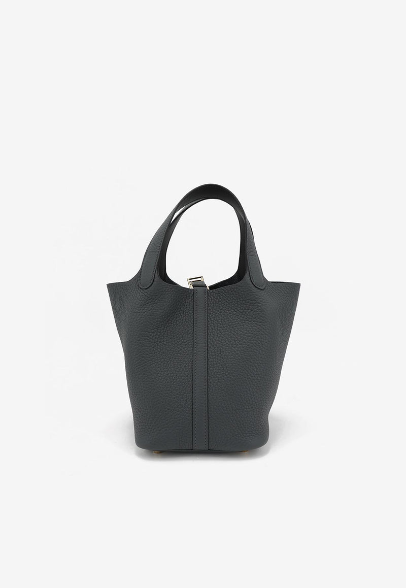 Hermès Picotin Lock 18 in Gris Misty Clemence Leather with Brushed Gold Hardware