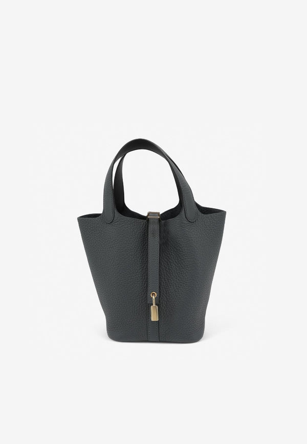 Hermès Picotin Lock 18 in Gris Misty Clemence Leather with Brushed Gold Hardware