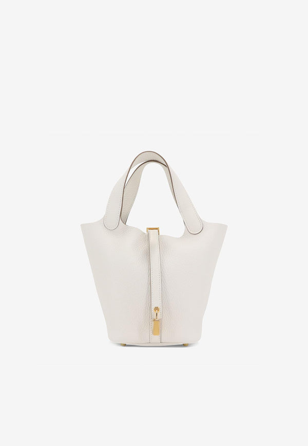 Hermès Picotin Lock 18 in New White Clemence with Gold Hardware
