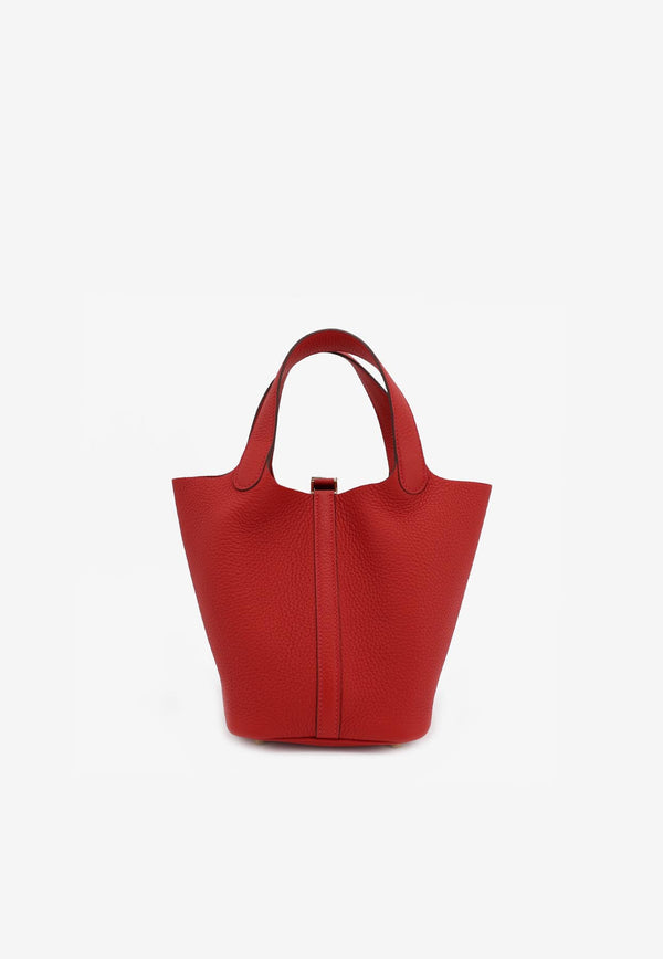 Hermès Picotin Lock 18 in Vermillon Clemence Leather with Gold Hardware