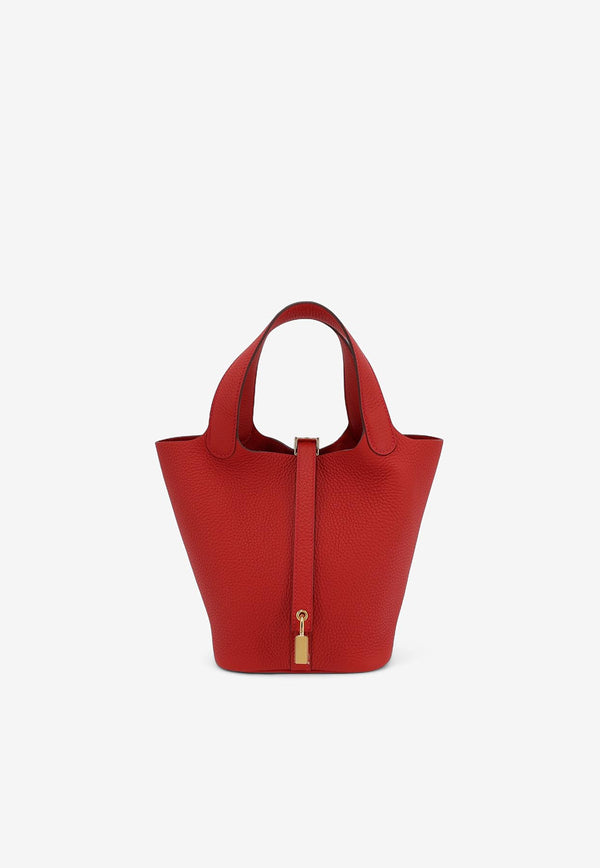 Hermès Picotin Lock 18 in Vermillon Clemence Leather with Gold Hardware