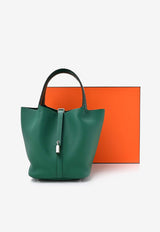 Hermès Picotin Touch 22 in Vert Vertigo Clemence and Matte Alligator with Palladium Hardware