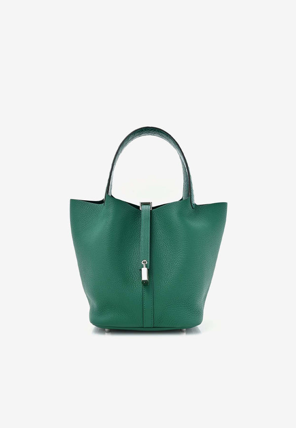 Hermès Picotin Touch 22 in Vert Vertigo Clemence and Matte Alligator with Palladium Hardware