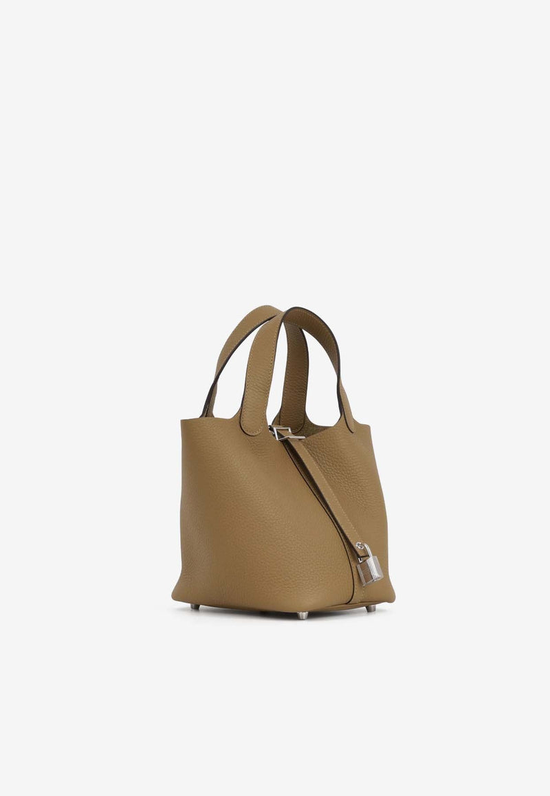 ••✿PAKEU✿•• Picotin 18 in Dune Clemence Leather with Palladium Hardware