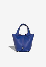 Picotin 18 in Bleu Electrique Clemence Leather with Palladium Hardware