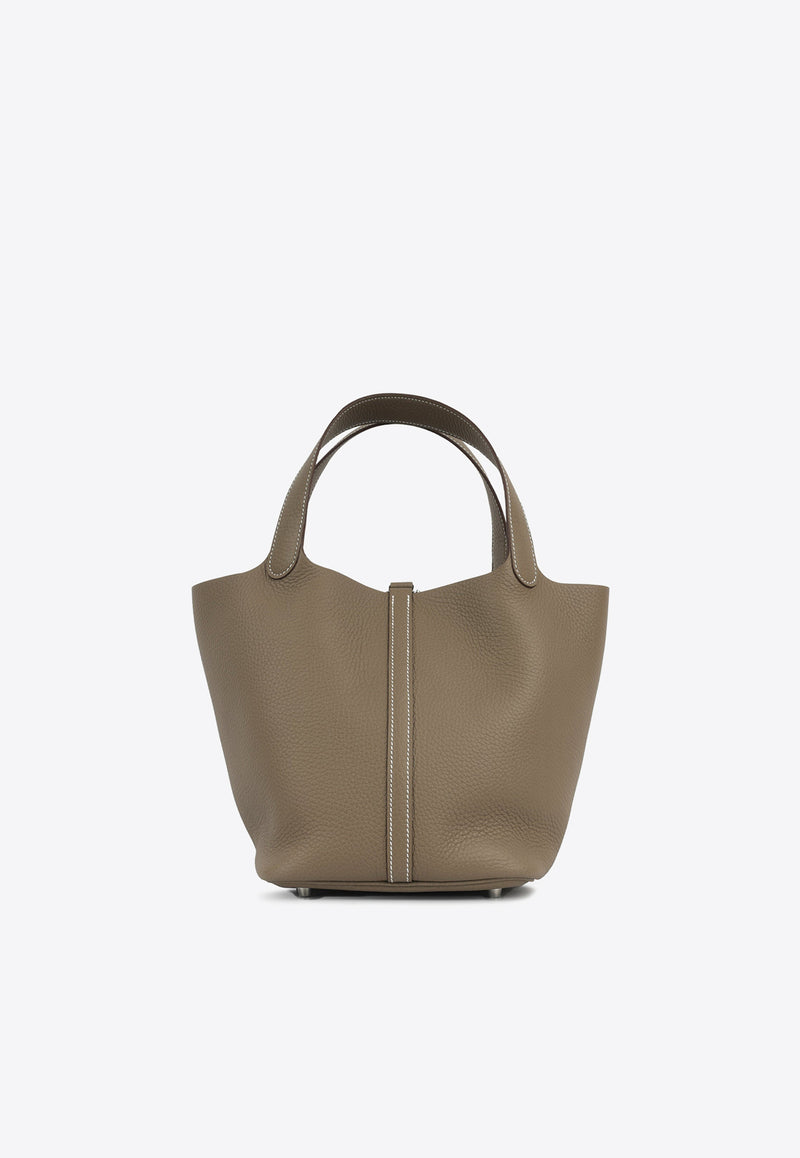 Picotin 22 in Etoupe Taurillon Clemence with Palladium Hardware