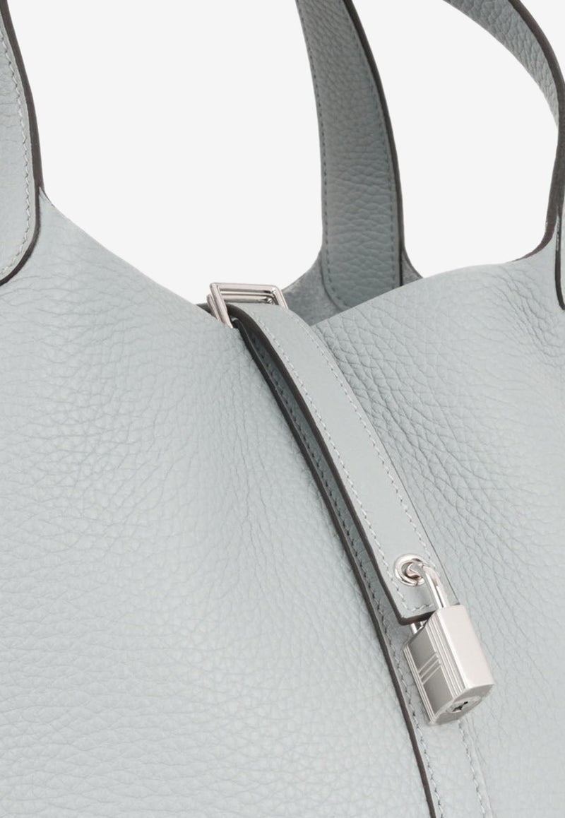 حقيبة بيكوتين 22 من جلد الكليمنس يبون غري بانتين مع أجزاء معدنية فضية