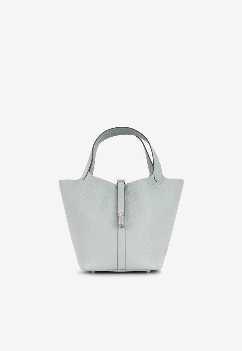 حقيبة بيكوتين 22 من جلد الكليمنس يبون غري بانتين مع أجزاء معدنية فضية