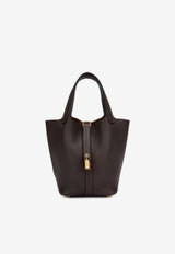 Picotin Lock 18 Bag in Rouge Sellier Clemence with Gold Hardware
