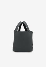 Picotin 18 in Gris Misty Clemence Leather with Permabrass Hardware