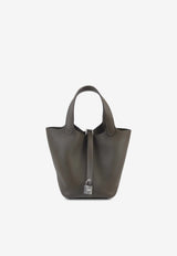 Picotin Lock 18 Tote Bag in Vert Loden Clemence with Palladium Hardware