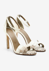 Premiere 105 Sandals in Blanc Himalaya Matte Nilo Crocodile