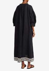 By Malene Birger Lydea Embroidered Linen Midi Dress Black Q70967007BLACK