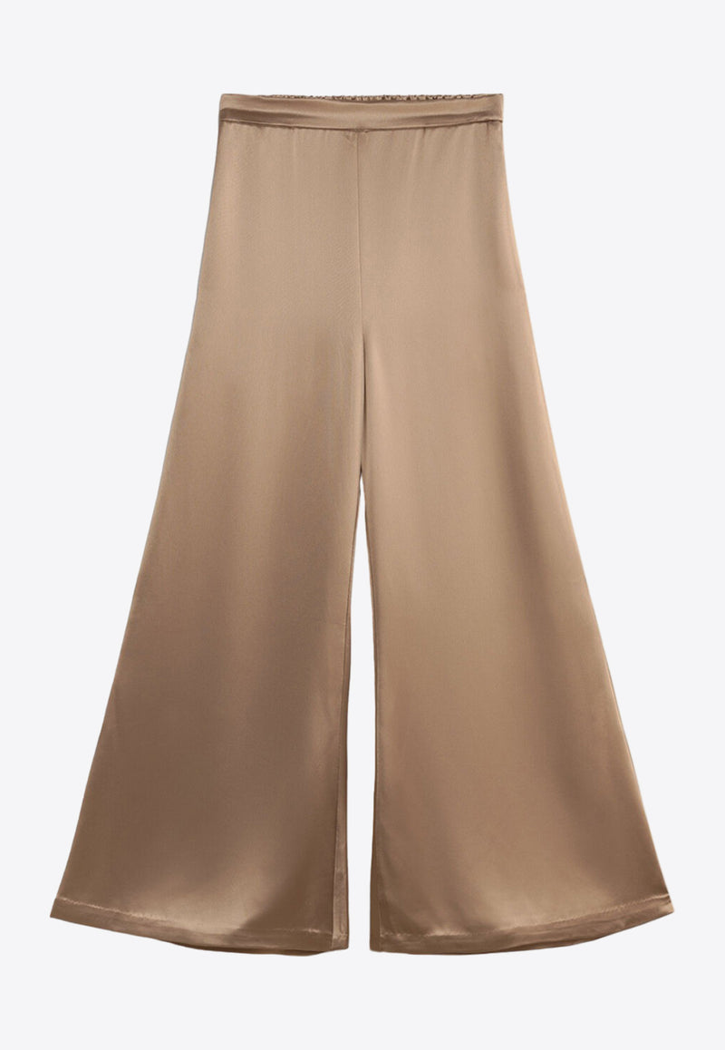 By Malene Birger Lucee Satin Flared Pants Brown Q71625032BROWN