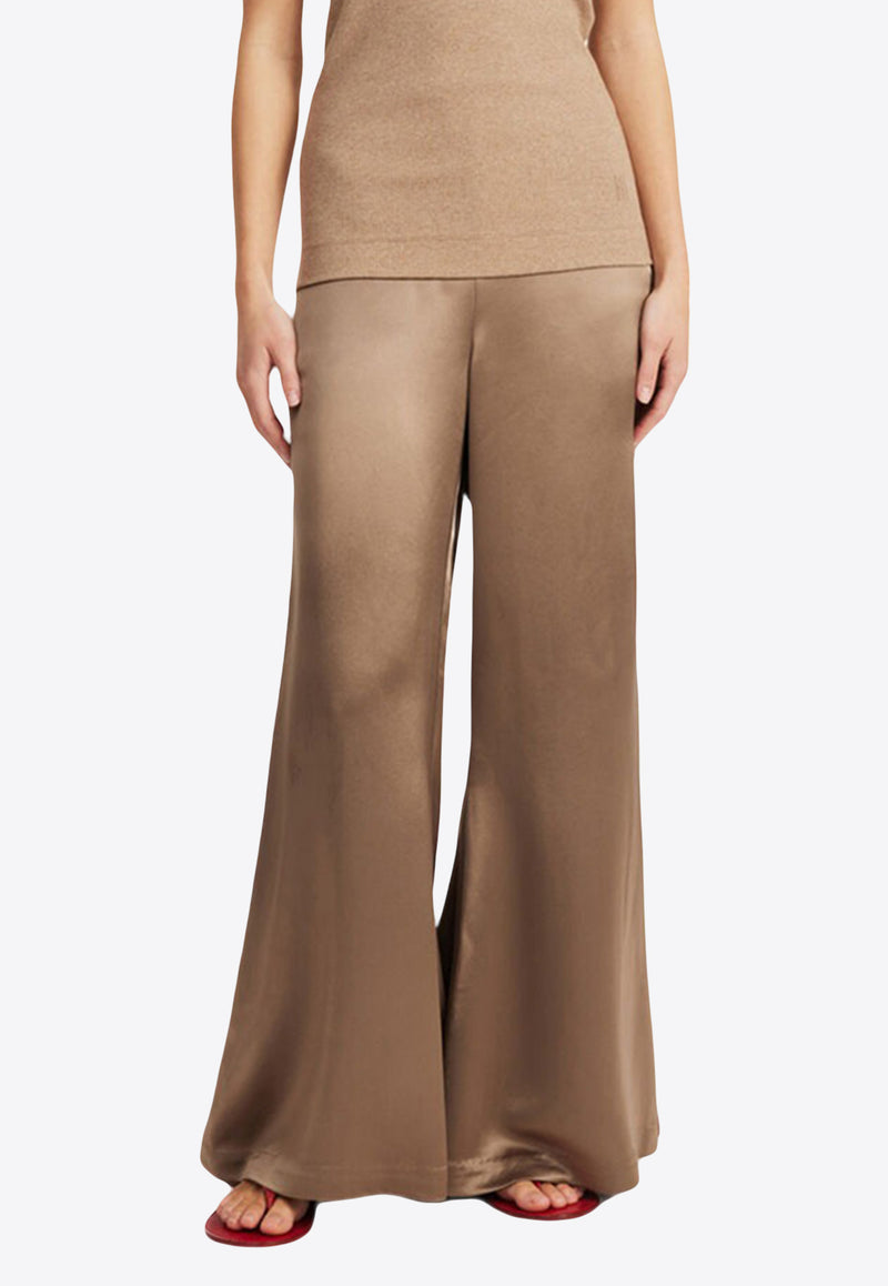 By Malene Birger Lucee Satin Flared Pants Brown Q71625032BROWN