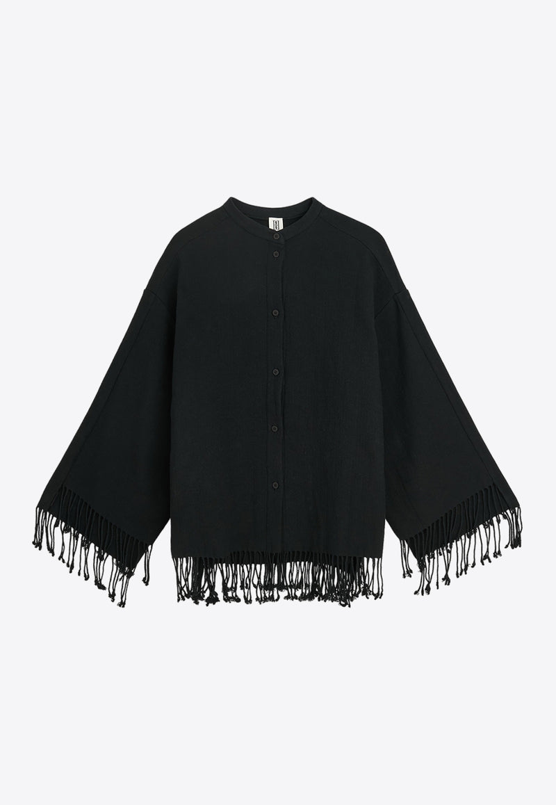 By Malene Birger Ahlicia Button-Up Fringed Top Q72068001BLACK