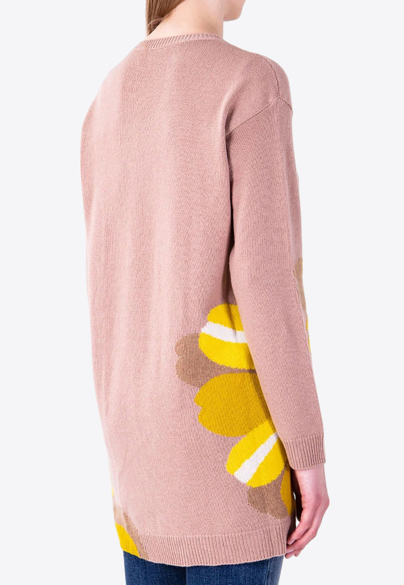 Valentino Intarsia Knit Long Cashmere Sweater Powder QB0KC1374BS PX7