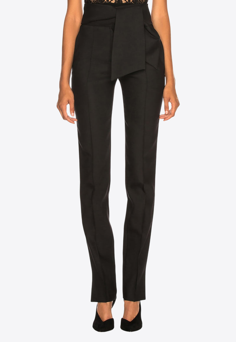 Valentino Oversized Bow Belt Tailored Pants Black QB3RB2N03AR 0NO