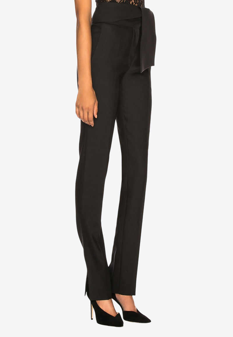 Valentino Oversized Bow Belt Tailored Pants Black QB3RB2N03AR 0NO
