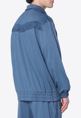 Needles Fringed Zip-Up Sweatshirt Blue QV334CO/Q_NEEDL-SB