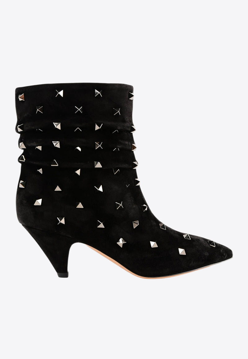 Valentino Rockstud 50 Suede Ankle Boots Black QW2S0H84DIW 0NO