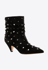 Valentino Rockstud 50 Suede Ankle Boots Black QW2S0H84DIW 0NO