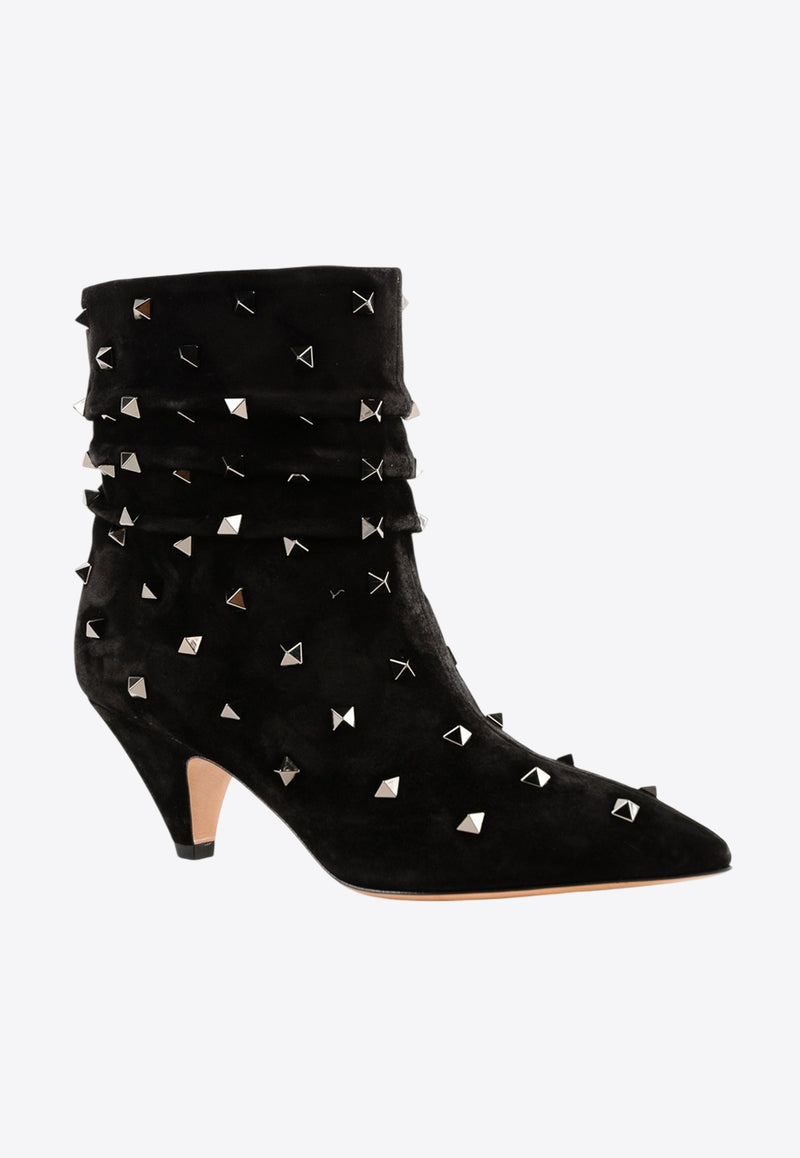 Valentino Rockstud 50 Suede Ankle Boots Black QW2S0H84DIW 0NO