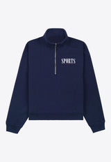 Sporty & Rich Sports-Print Quarter Zip Sweatshirt QZAW233NANAVY