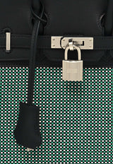 Birkin Quadrille 25 in Black Swift Leather and Menthe Toile with Palladium Hardware