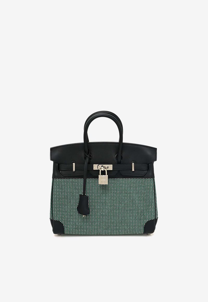 Birkin Quadrille 25 in Black Swift Leather and Menthe Toile with Palladium Hardware