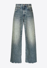 R13 D'arcy Wide-Leg Washed Jeans Blue R13WD038--D173A